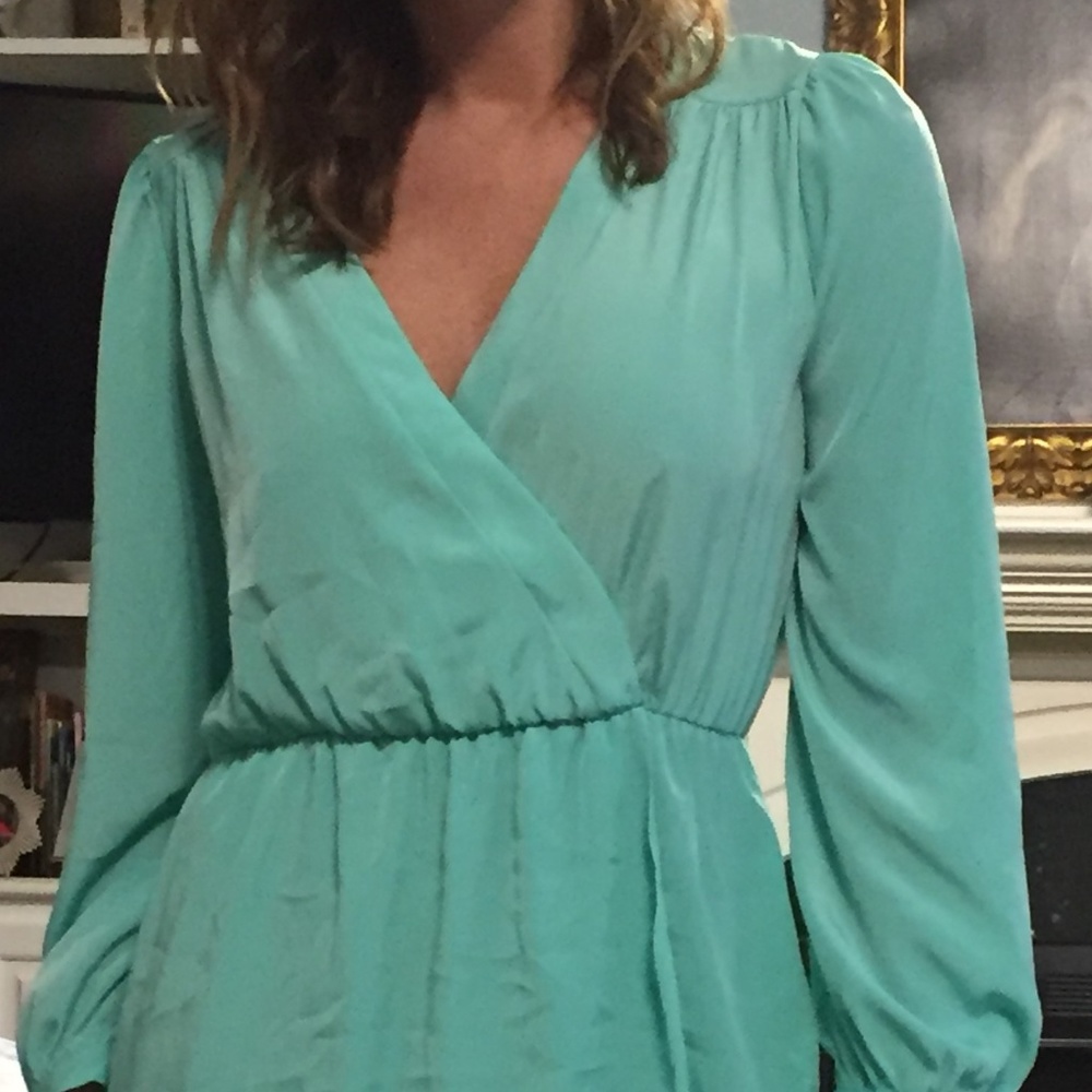 Mint, Long-Sleeved Mini Dress